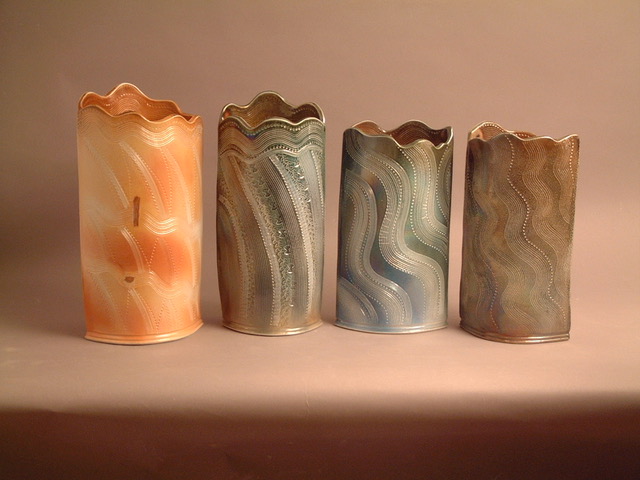 3 Patterned vases (24cm approx) £140 each - Margaret Gardiner Ceramics