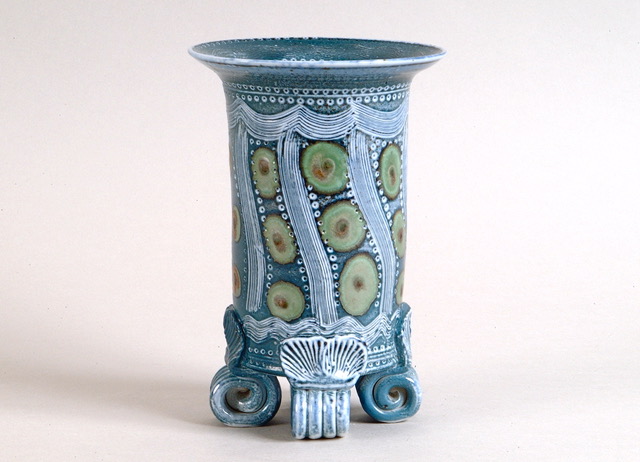 10 Flat rimmed footed vase (16cm) £85 - Margaret Gardiner Ceramics