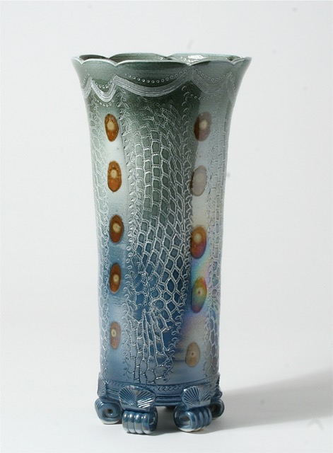 12 Crocodile lace side vase (32cm) £190 - Margaret Gardiner Ceramics