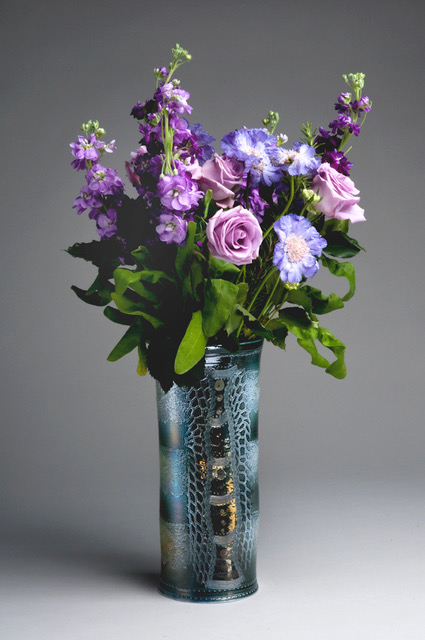 9 Blue lace oval vase (28cm) £140 - Margaret Gardiner Ceramics