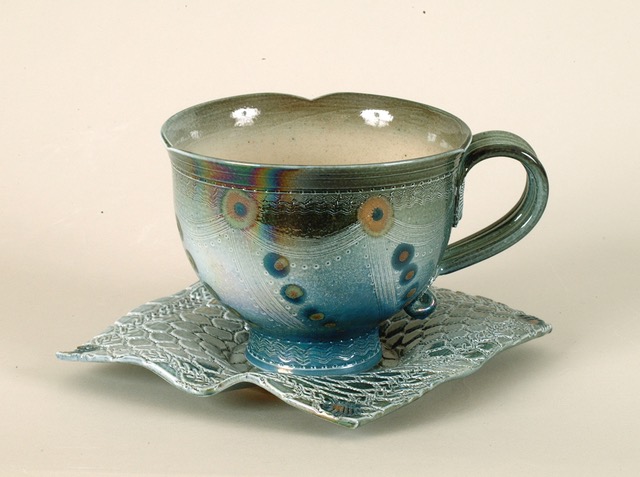 10. Porcelain Cup and square saucer H 10cms £70 - Margaret Gardiner Ceramics